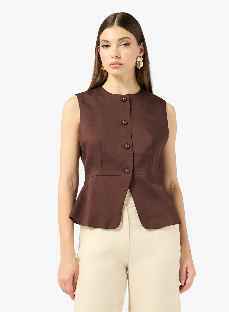 ايلا Button Down Vest Top